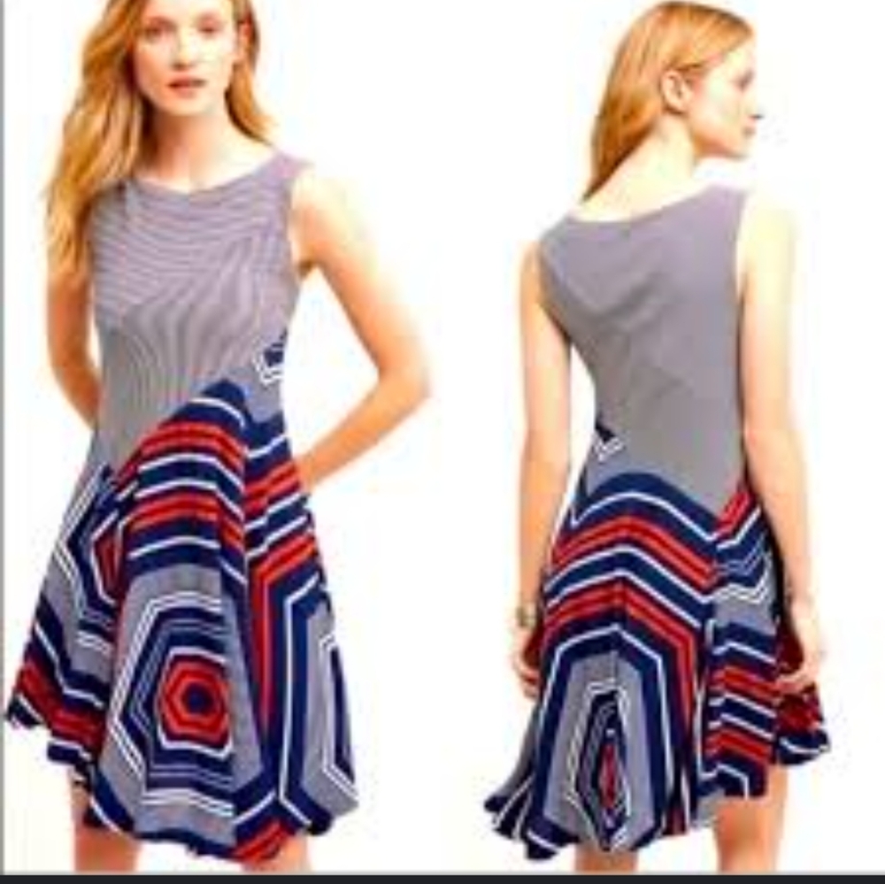 ANTHROPOLOGIE MAEVE GEOMETRIC ASYMMETRICAL DRESS